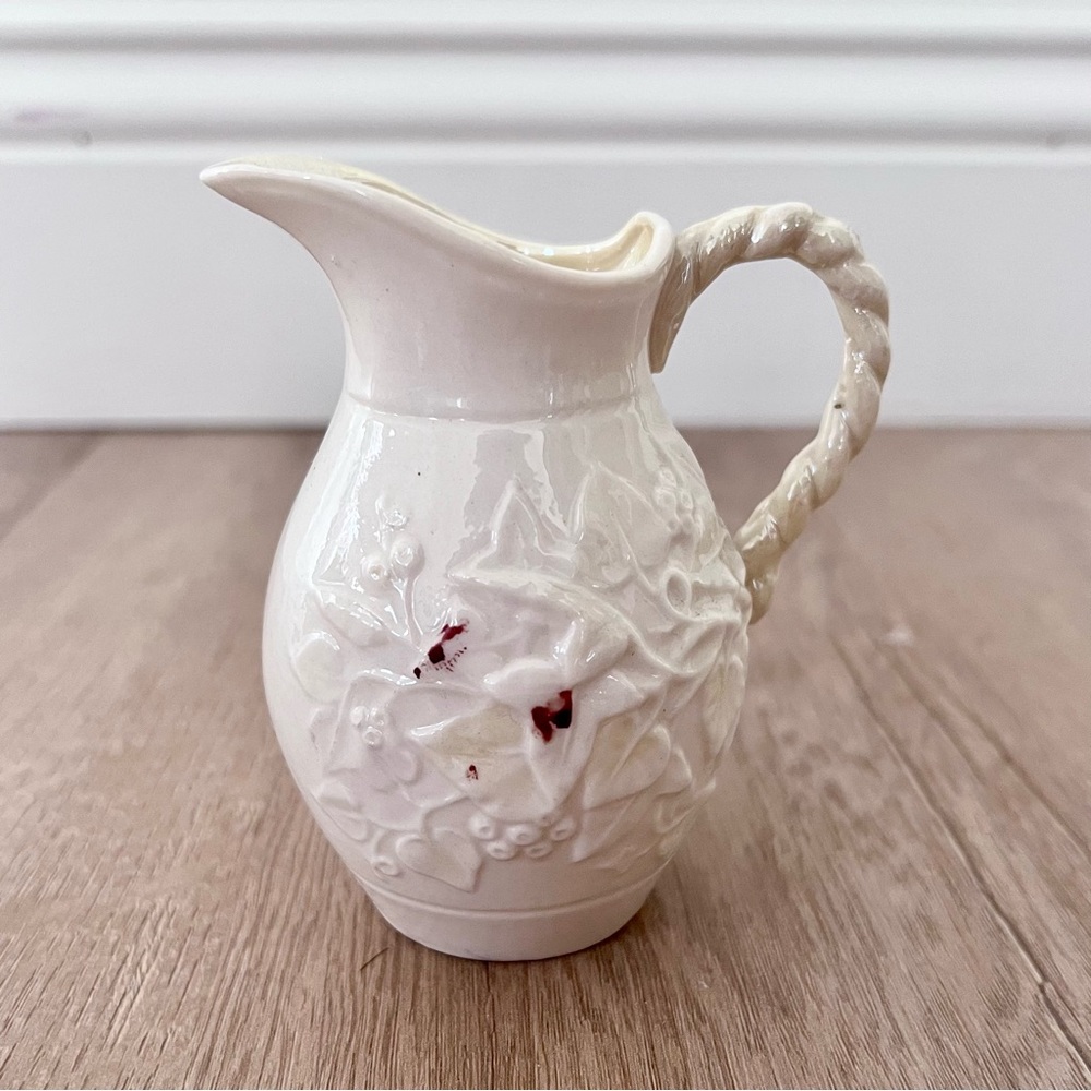 Antique 1926-1946 Belleek Irish 3rd Black Mark Lustre‎ Creamer Jug Pitcher 4” H